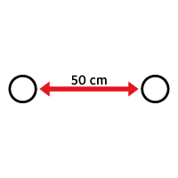 Omzoomd en ringen om de 50cm